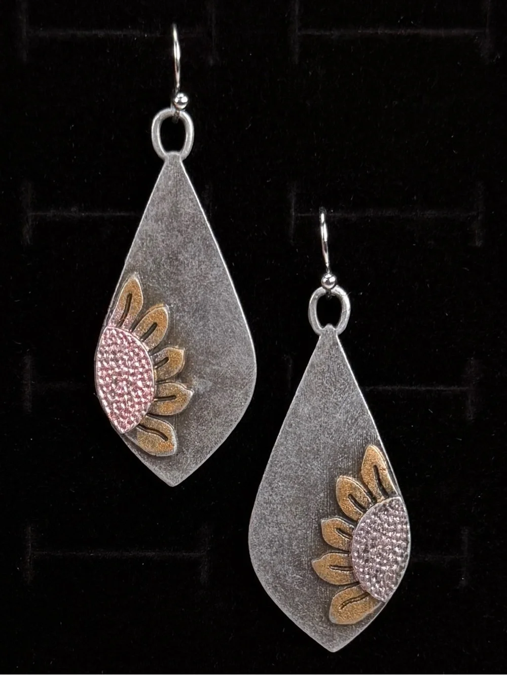 Vintage Sunflower Drop Pierced Earrings